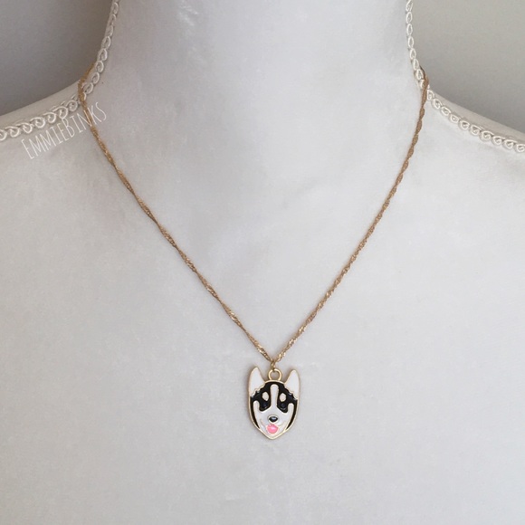 New ‘Puppy Love’ Siberian Husky Puppy Dog Pendant Necklace / Gold Plated Pup - Picture 10 of 13